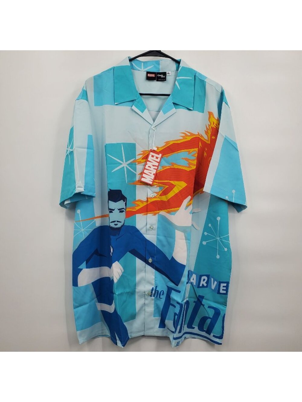 Marvel x Chalkline Fantastic Four Mid Century Button Up Shirt Men Size XL NWT